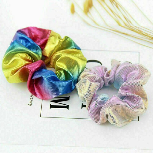10Pcs Shiny Metallic Hair Scrunchies Ponytail Holder Elastic Hair Ties for Girls