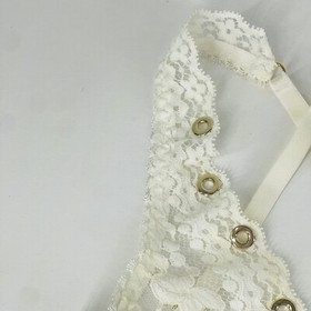 Agent Provocateur Stevie White Ivory Cream Gold French Lace Plunge Bra 34C READ