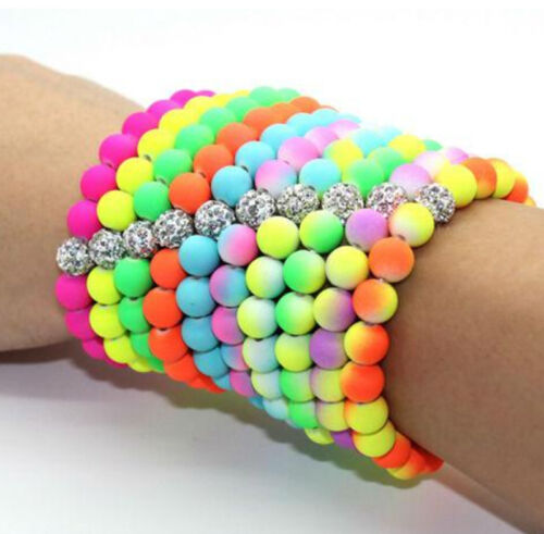 Neon shamballa Resin Bangle Stretch  Elastic Bracelet Choice Of Colours