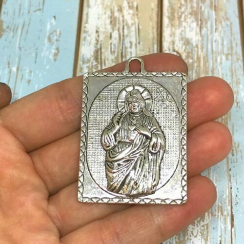 LARGE JESUS CHRIST LORD PRAY pendant 22" Sterling Silver 925 necklace chain men 