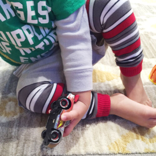 Black Set of 4 Blue Red Stripes Wrapables Colorful Baby Leg Warmers