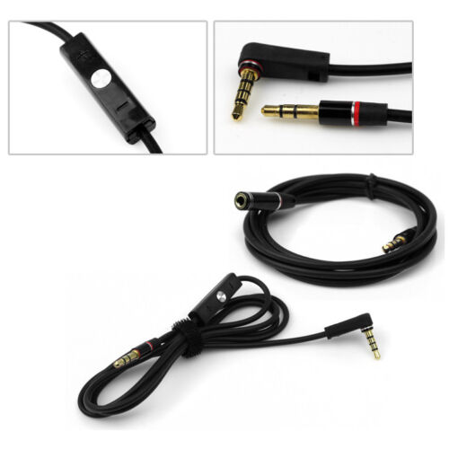 4FT 3.5MM AUX EXTENSION AUDIO STEREO CABLE CORD MIC BLACK IPHONE 5 4S IPOD NANO