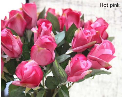 100pcs 45cm Artificial Rose Silk Flowers Flower Floral Fake Valentines Wedding 
