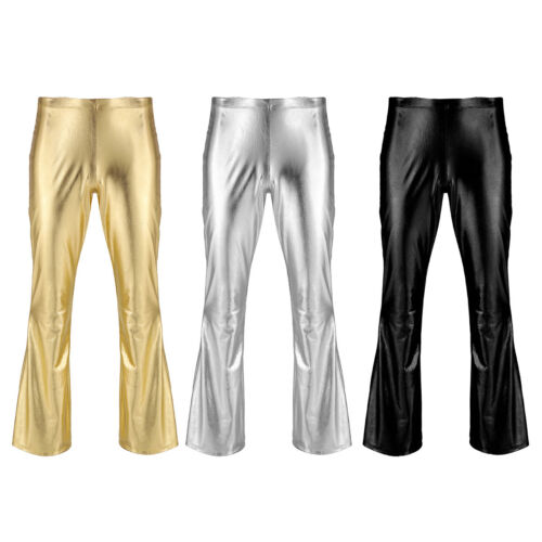 Men/'s 70s Costume Disco Bell Bottoms Trousers Hot Pants Fancy Dress Clubwear