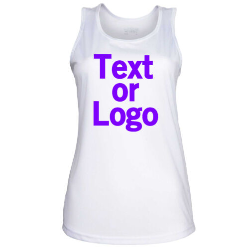 White Ladies Womens Training Gym Sports Vest Racer Back Personalised