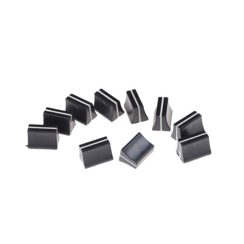 10 X Negro diapositiva Potenciómetro mezcladora Fader Perilla 19mmLx12mmW para 4mm Eje 