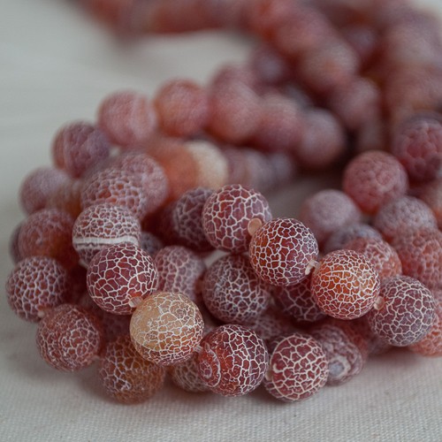 4mm 6mm 8mm 10mm Red Crackle Agate FROSTED Matte Gemstone Round Beads