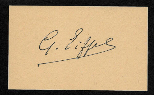Gustave Eiffel Autograph Reprint On Genuine Original Period 1880s 3X5 Card 