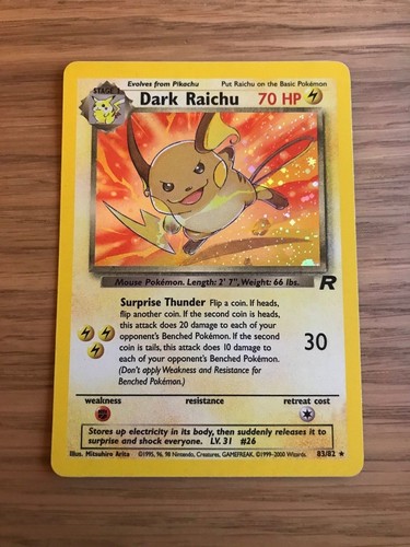 Team Rocket Set Holo Pokemon Card Rare 83//82 Dark Raichu FAST /& FREE P/&P!
