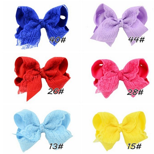 Girls Baby Grosgrain Hair Bow Alligator Lace Hair Clip Hair Accessories JrSPUK