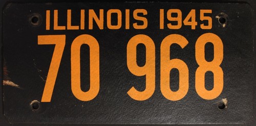 Original VINTAGE Nummernschild License Plate USA Illinois 1945 Plaque Targa
