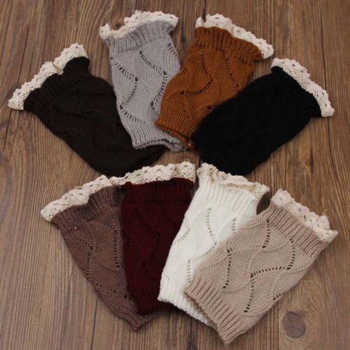 TX LOCAL Womens Crochet Knit Knitted Lace Leg Warmers Cuffs Toppers Boot Socks