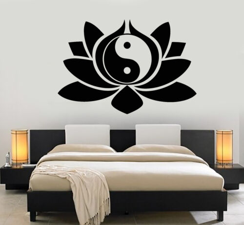 Vinyl Wall Decal Lotus Flower Yin Yang Symbol Buddhism Yoga Stickers 1817ig