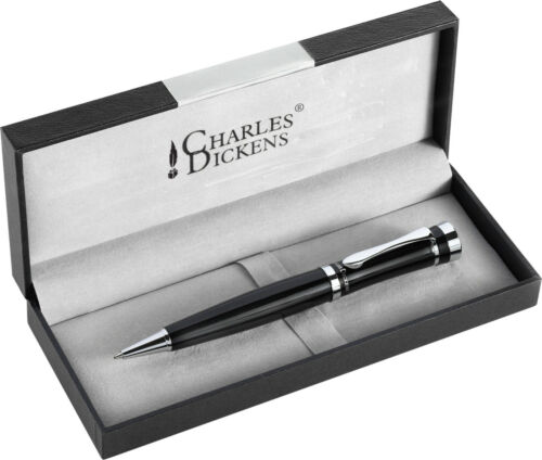 Charles Dickens® Kugelschreiber ROCHESTER  silber/schwarz  Laser Gravur 