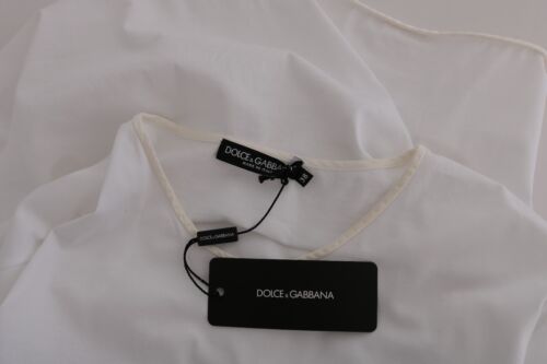 US4 XS NEW $380 DOLCE /& GABBANA Blouse T-shirt White Cotton Silk Wrap IT38