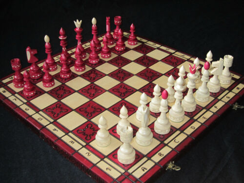 Noble Large Chess Juego de ajedrez Torneo Intarsia Wood NUEVO Original Luxury