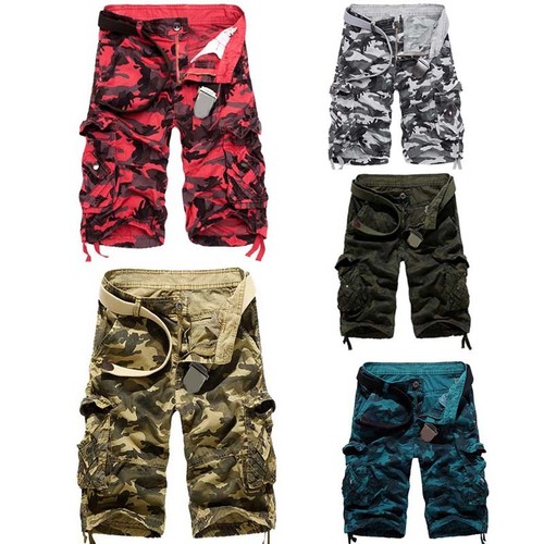 Mens Casual Pants Camo Shorts Army Camouflage Military Combat Cargo Cotton Short