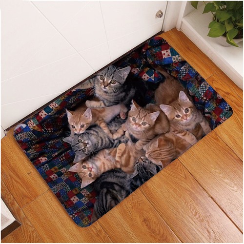 3D Kawaii Cat Print Welcome Floor Mats Bedroom Hallway Carpet Anti-Soft Doormat
