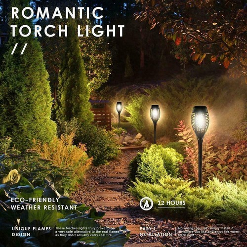 1Pc LED Solar Lichter Im Freien Wasserdichte Flackern Flamme Garten Pfad O4N0