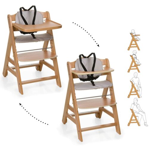 HAUCK NATURAL BEIGE BETA GROW WITH YOUR CHILD WOODEN HIGH CHAIR /& SEAT COVER