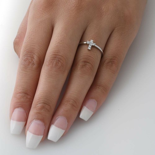 Diamond Cross Ring 1//6 cttw 10k White Gold
