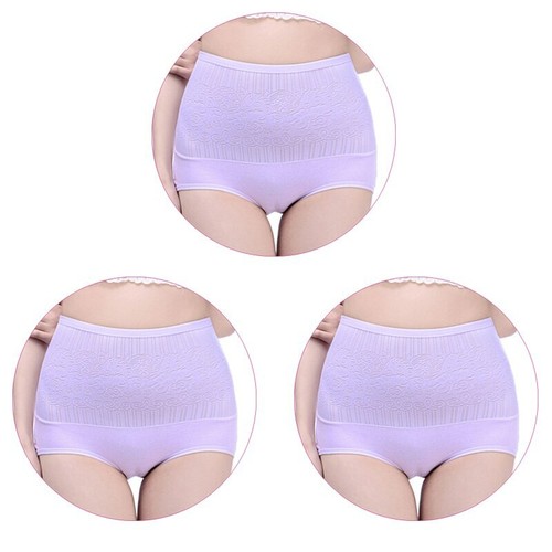3Pcs Women Underwear Cotton Set High Waist Briefs Comfort Slim Shapewear Panties