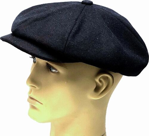 Peaky Blinders Hat Newsboy Gatsby Cap Navy Blue Bakerboy Country Flat 50% Wool 