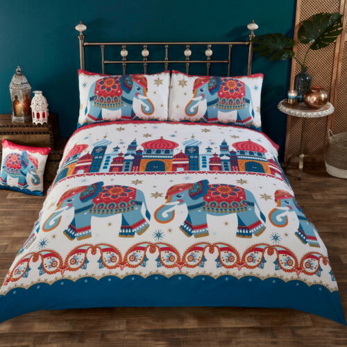 Ethnic Elephant & Jaipur Palaces printed Duvet Quilt Cover Bedding Set 