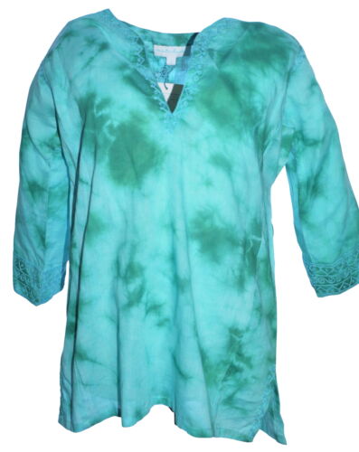 Marie Chantal Turquoise Tie-Dye Kaftan Cover Up Age 2 Loose Fit NWT
