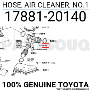 1788120140 Genuine Toyota HOSE NO.1 17881-20140 AIR CLEANER 