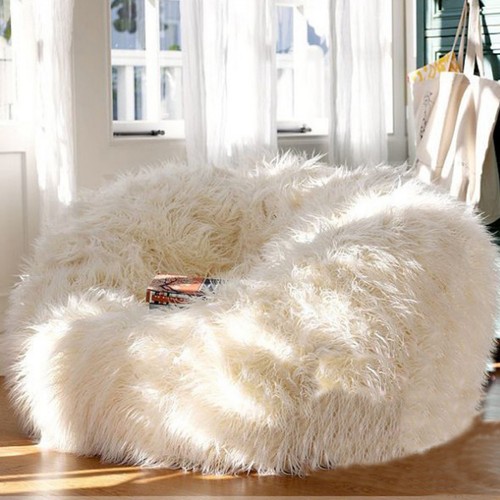 Furry Bean Bag Cover Lounger Size Sofa Chair Living Room Beanbags Cover One Seat