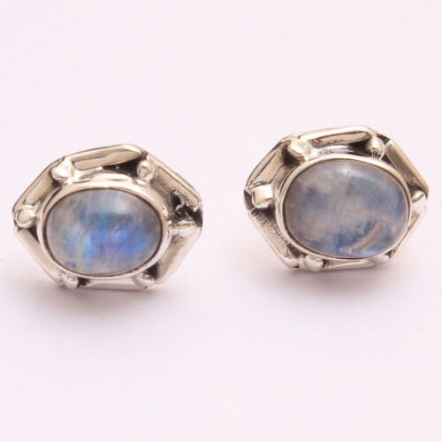 Natural Oval Moonstone Designer Stud Earring 925 Sterling Silver Jewelry