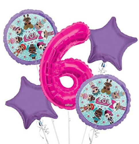 LOL Surprise Balloon Bouquet 6th Birthday #6 Foil Mylar Balloons 