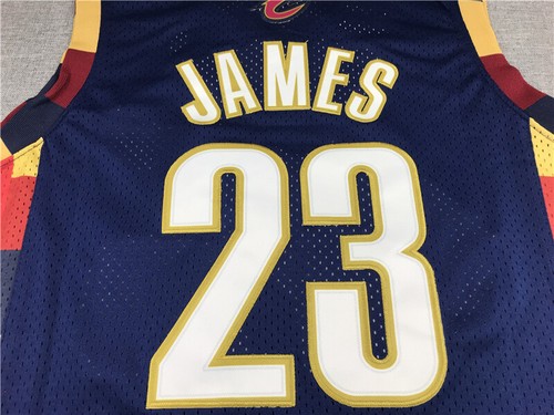Rétro 08-09 LeBron James #23 Cleveland Cavaliers Basketball Maillots Jersey Bleu