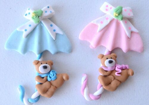 Baby Shower Boy and Girl Umbrella Teddy Bear Decoration Pink or Blue