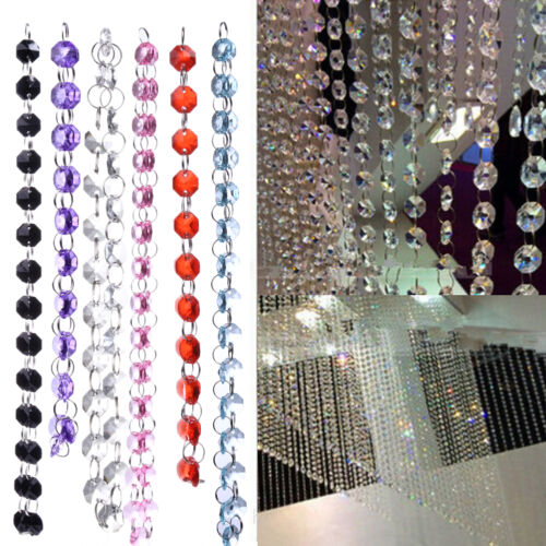 33FT Garland Diamond Strand Acrylic Crystal Bead Curtain Wedding DIY Party Decor