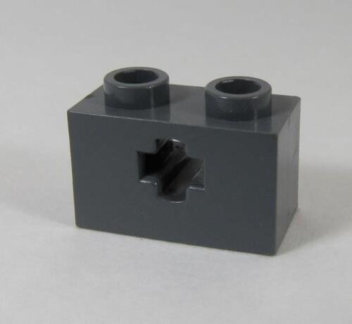 LegoTechnic 10 LEGO Parts~ Brick 1 x 2 w Axle Hole 32064 DK BL GRAY 