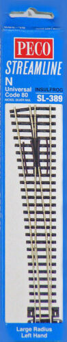 PECO N Scale Streamline Code 80 Track Section Large Radius Turnout 