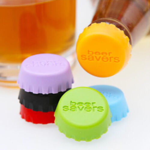 6x Reusable Silicone Bottle Caps Beer Cover Soda Cola Lid Wine Saver Stopper BA