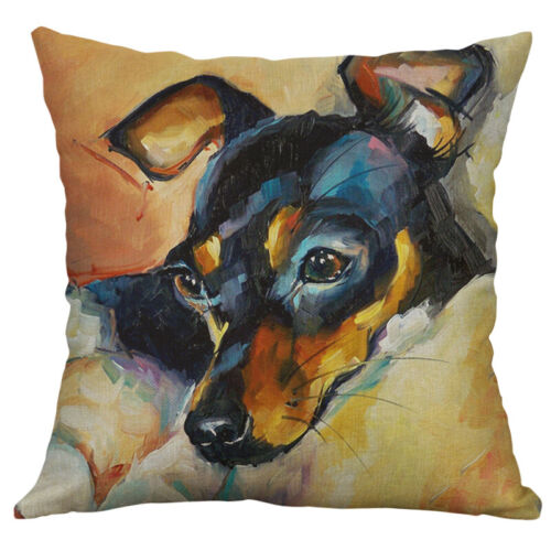 18" Dog drawing Cotton Linen Pillow Case Cushion Cover Waist Home Decor 