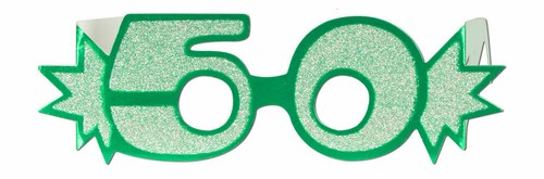 GREEN 50TH BIRTHDAY AGE GLITTERED FOIL SPECTACLES PARTY GLASSES