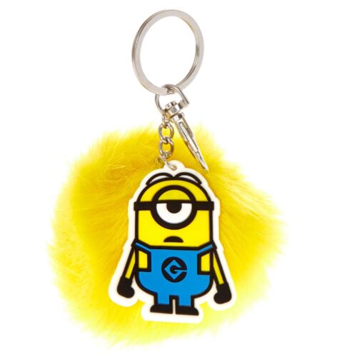 Details about   Despicable Me Yellow Minion Pom Pom Keychain Plush Key Ring Clip Key Chain NWT 
