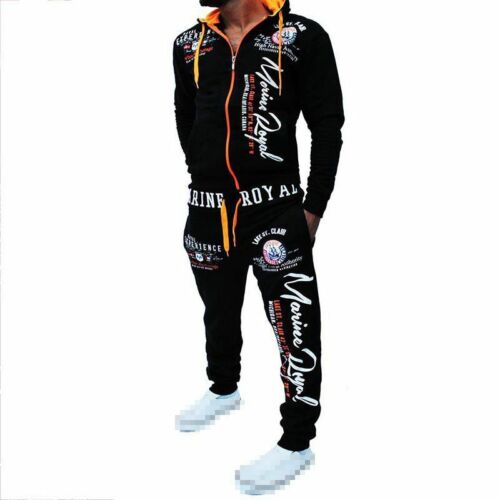 Men's Tracksuit Set Hoodie Sweatsuit Slim Fit Top Pants Joggers Gym Casual Suit 