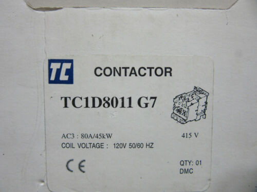 1 NC NEW!!! Shamrock TC1-D8011-G7 Contactor 3P 80A 120VAC Aux Built-in 1 NO 