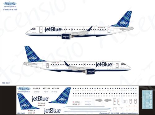Embraer E-190 1//144 JetBlue decal by Ascensio 190-006 Crossed Colors