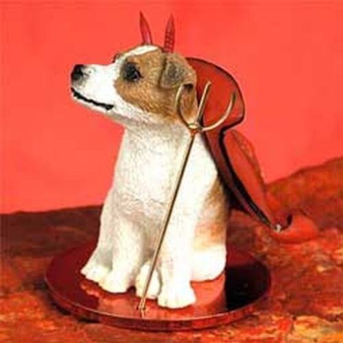 Jack Russell Terrier Brown White Smooth Cut Devil Dog Tiny One Figurine Statue