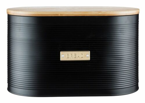 8226 Typhoon Living Otto Airtight Bread Bin with Bamboo Lid Black//Gold