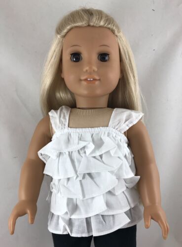 Doll Clothes White Ruffled Shirt with Straps fits 18 inch American Girl 