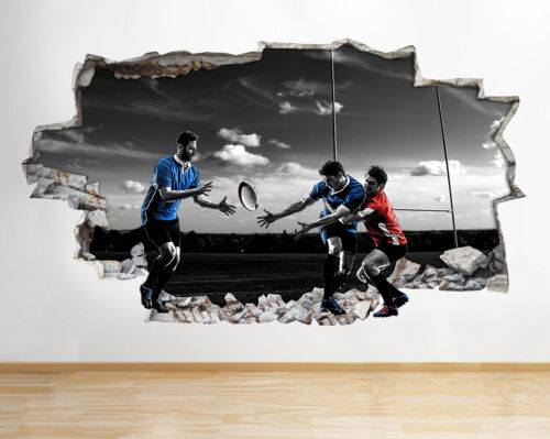 Wall Stickers Rugby Players Sport Bedroom Smashed Decal 3D Art Vinyl Room C669