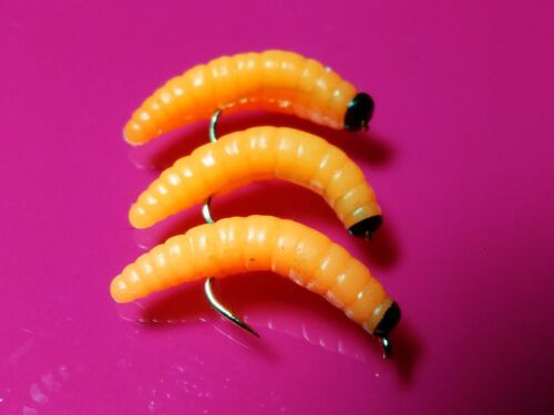 Orange Maggot Wet Trout Flies Deadly /"Fish Catchers /"